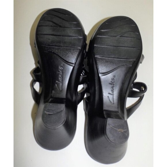 Clarks Bendables 6m black leather sandals medium heel - Picture 7 of 7